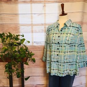 CJ Banks Abstract Button Down